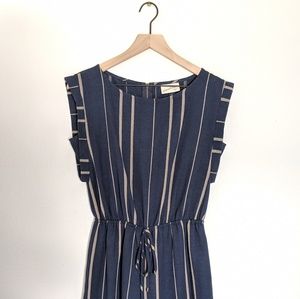 Navy Beige Striped Wide Leg Jumpsuit